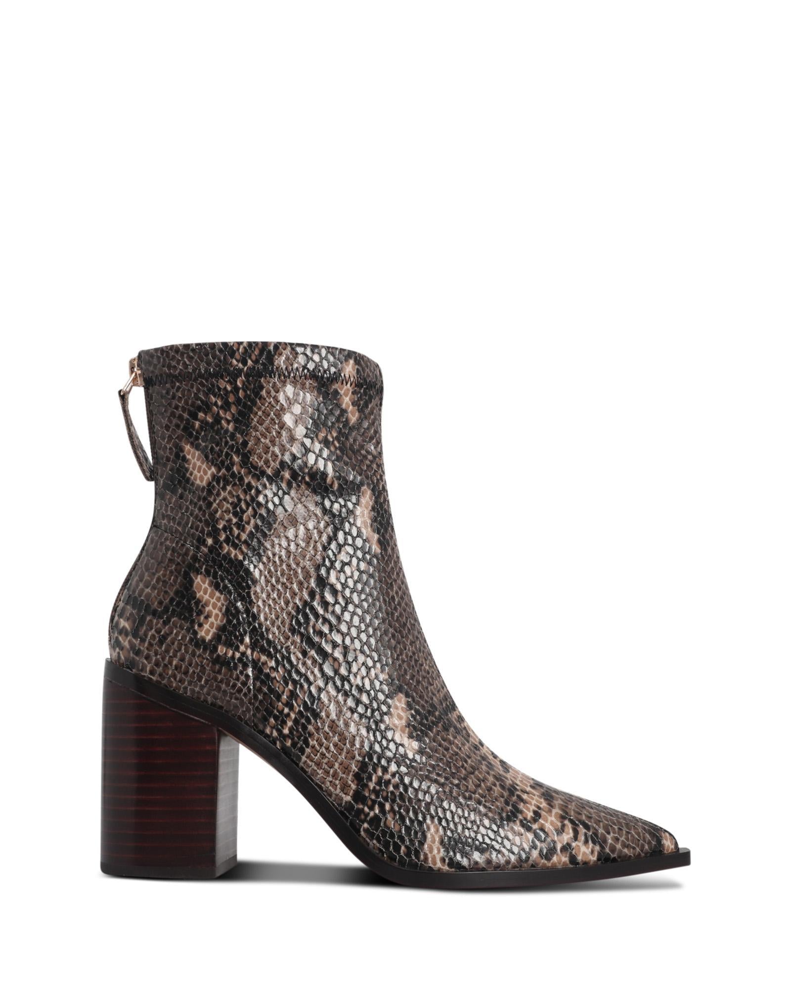 Saylor Exotic 9cm Block Heel Ankle Boot with Point Toe