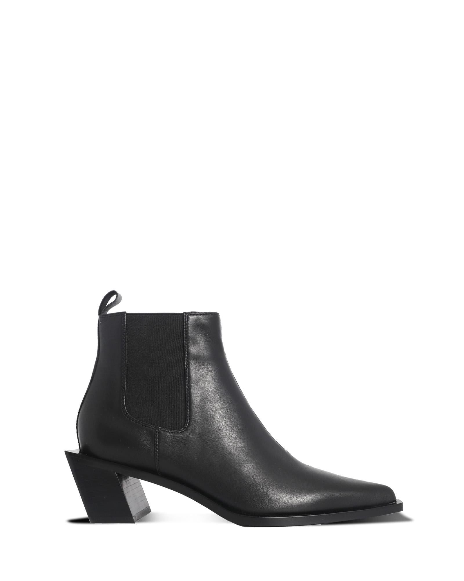 Toronto Black 5.5cm Ankle Boot with Elastic Gusset and Point Toe 