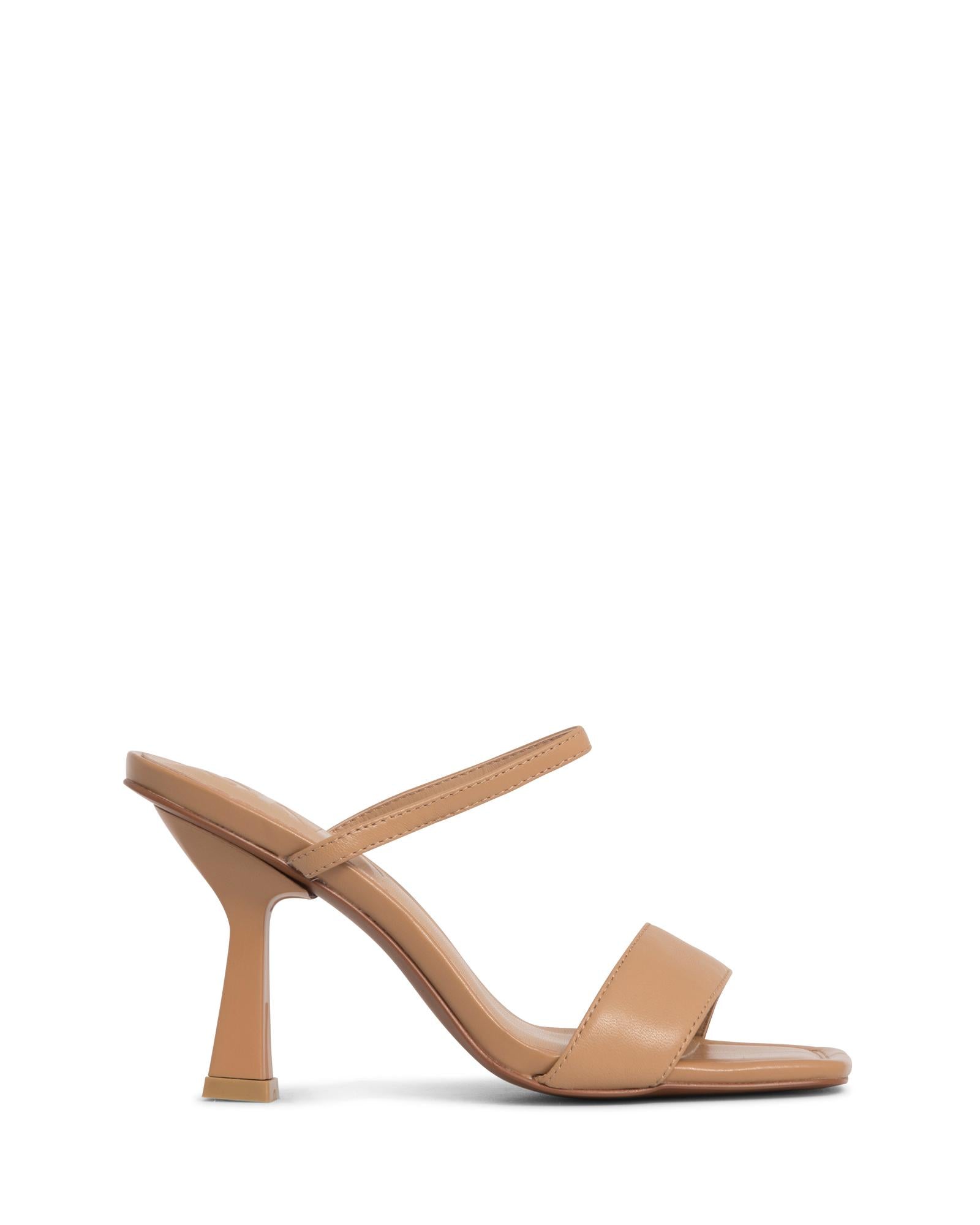 Brazil Caramel 9cm Thin Heel with Elasticed Strap and a  Square Toe