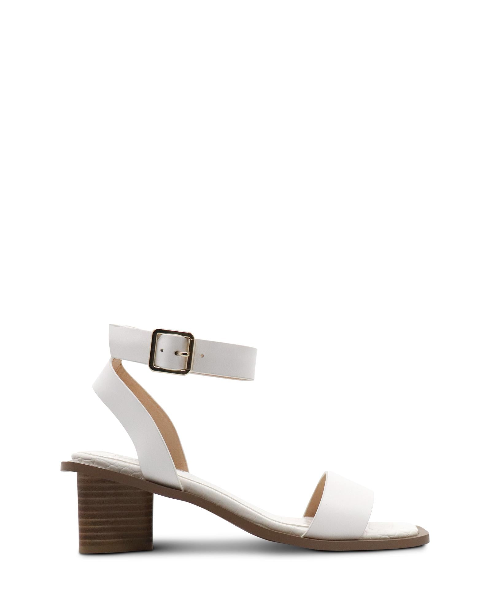 Cuba White 5.5cm Low Block Heel