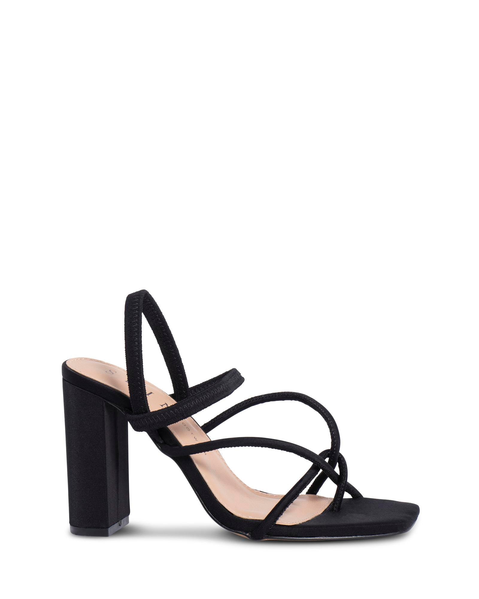 Jersey Black Strappy 10cm Heel 