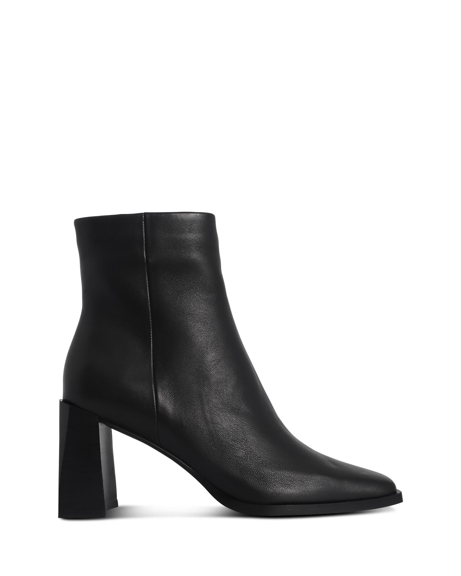 Sandiago Black 8.5cm Block Heel Ankle Boot with Square Toe 