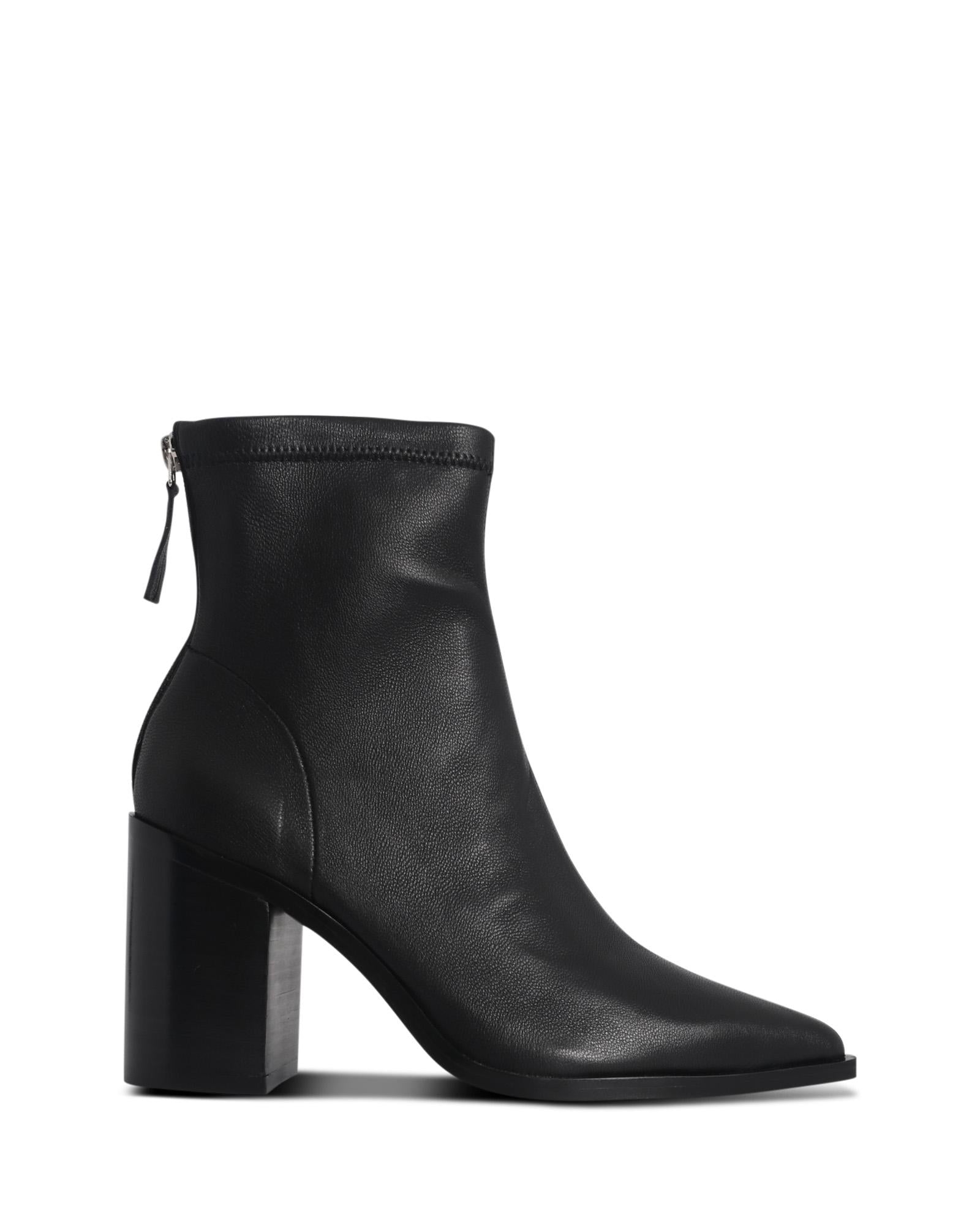 Saylor Black 9cm Block Heel Ankle Boot with Point Toe