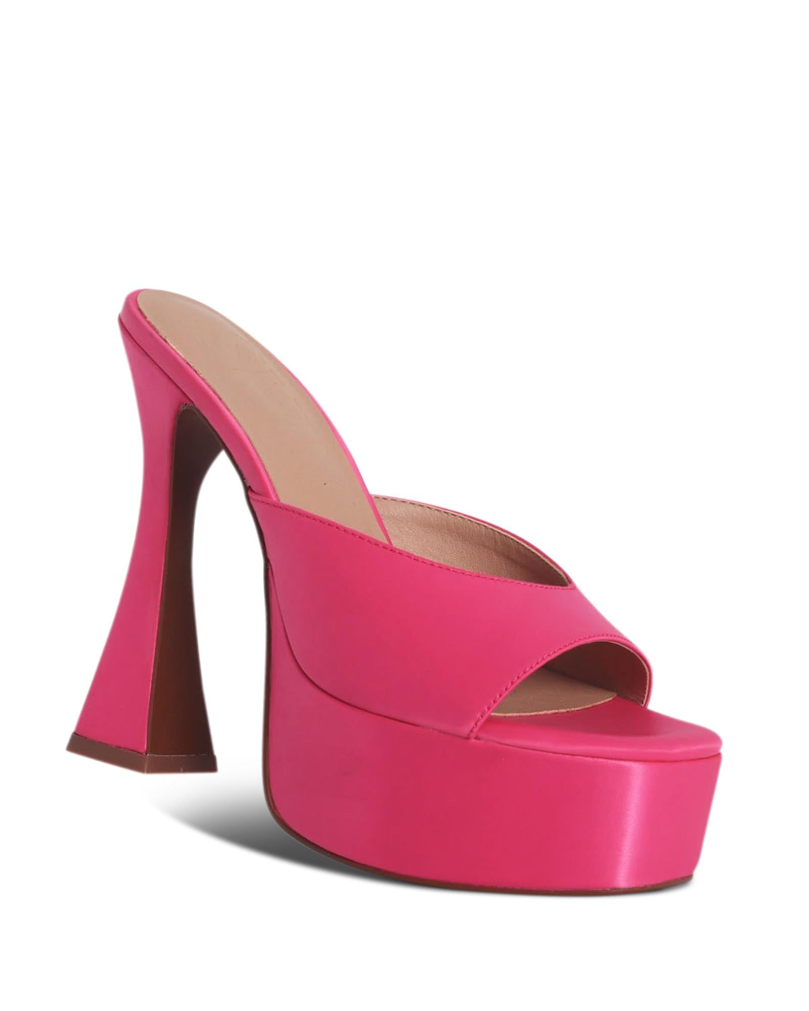 Vegas Pink Satin 13cm Platform Heel